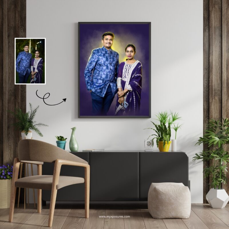 Gray Modern Background Wall Art Frame Mockup Instagram Post